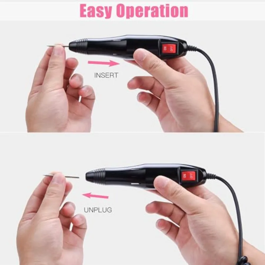 Elektryczny pilnik do paznokci z regulacją, zestaw do manicure i pedicure z taśmami ściernymi do paznokci akrylowych, żelowych i lakierowanych.