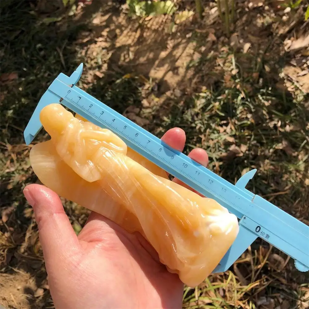 15cm Yellow Calcite Angel Carving Natural Crystal Quartz Healing Polished Mineral Home Decoration Ornament