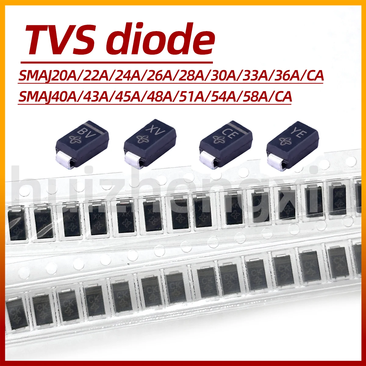 20PCS SMAJ20A/CA 22 24 26 28 30 33 36 40 43 45 48 51 54 58A/CA-E3/61 TVS diode DO-214AC/SMA