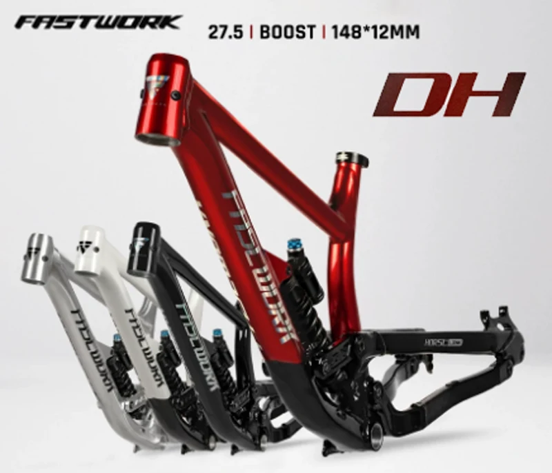 

Full Suspension Frame DH Aluminum Bike Soft Tail 27.5 er Rear Travel 200mm MTB Frameset Boost 12X148mm 4 Links DPD to EU UK