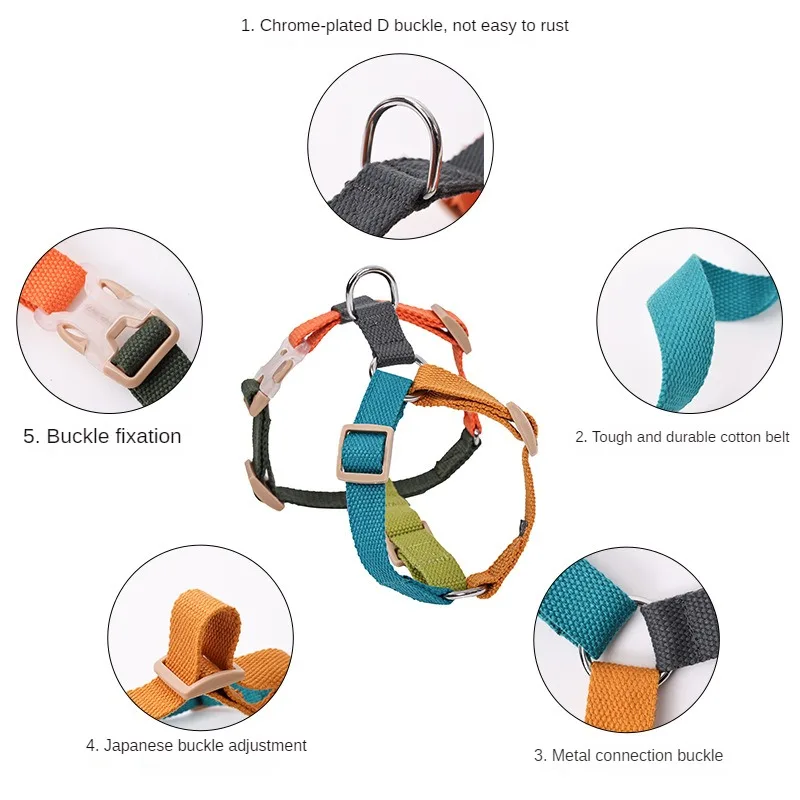 Fashionable Six-color H-shaped Dog Harness, Explosion-proof and Anti-breakaway Dog ​​training Leash Harness