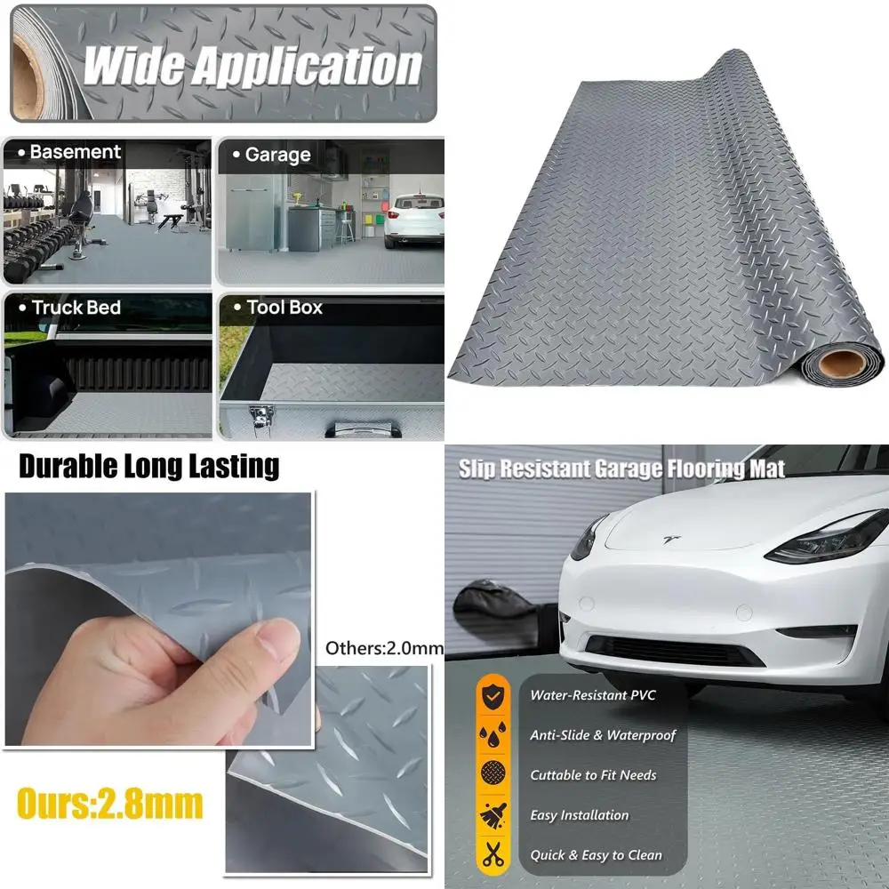 

Утолщенный ПВХ-коврик для пола гаража, сверхпрочный водонепроницаемый противоскользящий защитный коврик для автомобилей, прицепов, внедорожников, подвалов и спортзалов (серый)