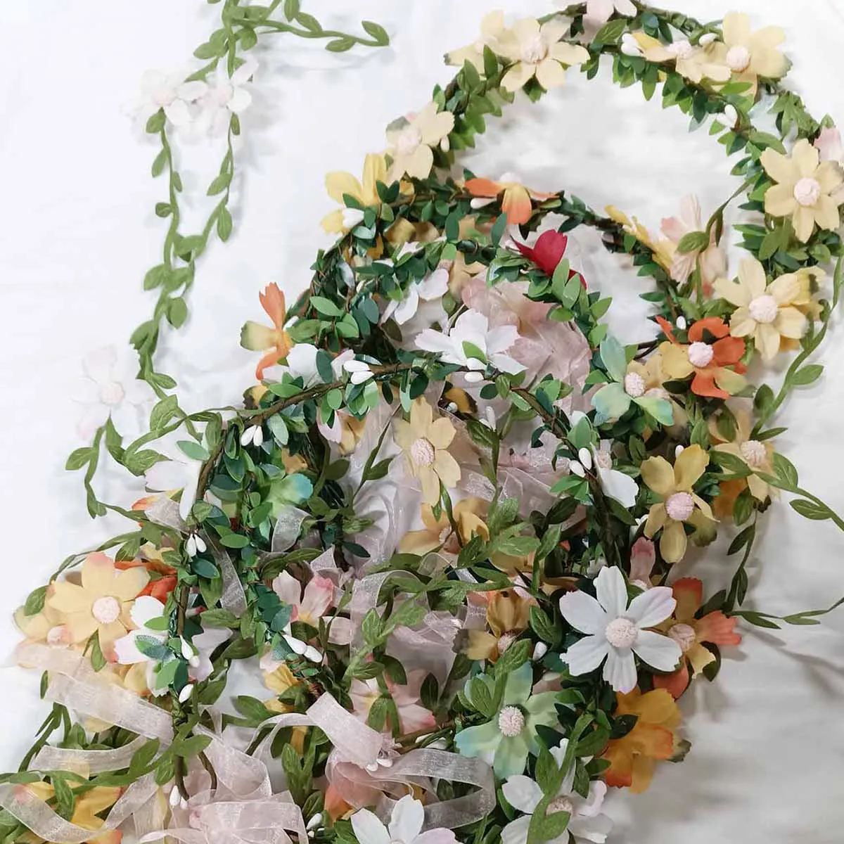 Богемная повязка на голову с короной из ротанга и цветком для невесты, свадебные аксессуары для волос, цветочный венок для девочек, повязка на голову, прически, головной убор