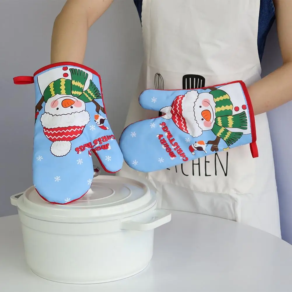 

Перчатки для гриля, утолщенные перчатки для духовки, праздничные рождественские изолированные перчатки для выпечки, приготовления пищи, термостойкие прихватки для духовки