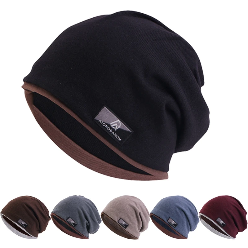 Hip Hop Hats For Men Women Imitation Cashmere Skullies Beanies Knit Dual-use Caps Vintage Bonnet Turban Hat Scarf Baggy Cap