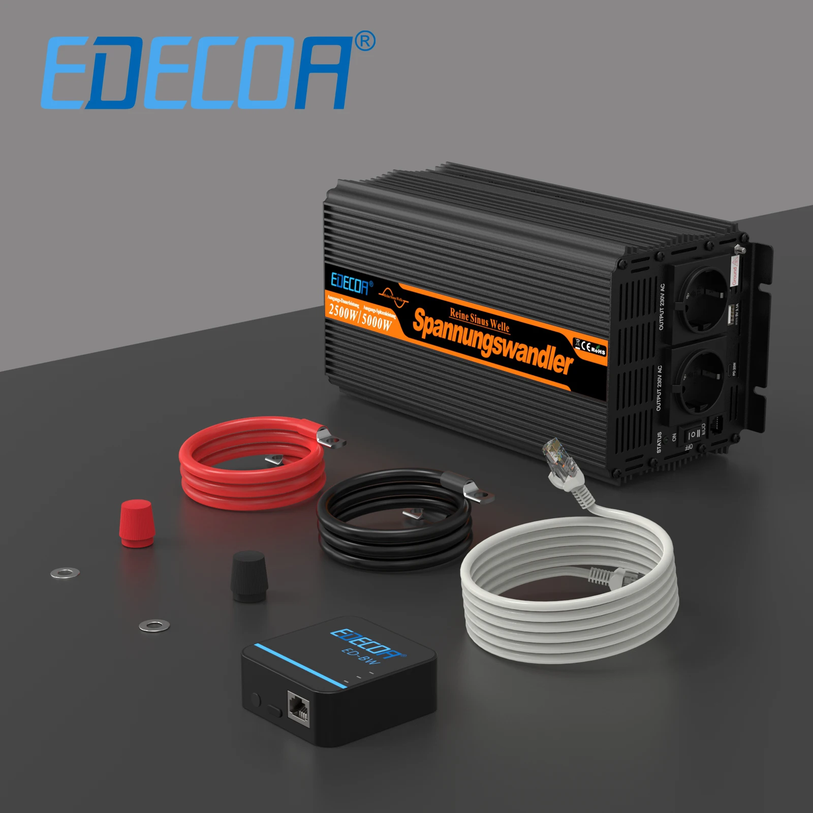EDECOA DC 12V zu AC 220V 230V 1500W 2000W 2500W 3500W Off-Grid Reiner Sinus-Wechselrichter 12V 220V Wechselrichter für Zuhause, Hütte, Wohnwagen, Wohnmobil, Vanlife, Camping, Notstromversorgung