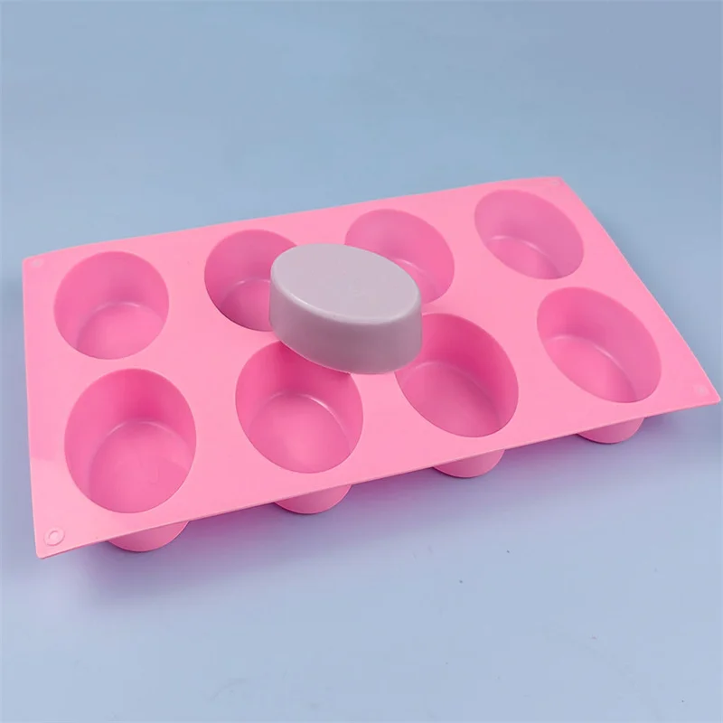 8 Cavity Silicone Soap Molds Oval Shape DIY Soap-making Supplies Handmade Chocolate Cake Mould Soap Making Tools Birthday Gifts