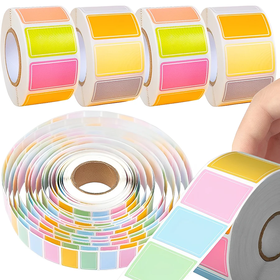 500 Uds 2,5x1,5 cm etiquetas adhesivas de Color grabables pegatina adhesiva de identificación de nombre impermeable para cuaderno Mini artículo doméstico
