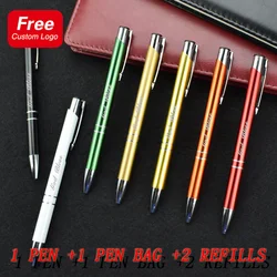 1 kalem + 1Pen çanta + 2 yedekler Metal tükenmez kalem iş ziyafet doğum günü hediyesi kişiselleştirilmiş özel kalem okul kırtasiye toptan