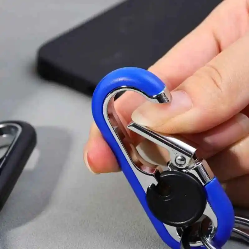 1PC Herren Auto Schlüsselbund Business Schlüssel Halter Doppel Ring Schlüssel Ring Kreative Anti-verloren Schlüsselbund Geschenk Auto Styling auto Zubehör – Detail 4