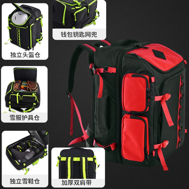 55*36*30cm Ski Backpacks Bag for ski boots helmet\\ hang Skis or Snowboard Waterproof   Wet And Dry Separation Space a7341