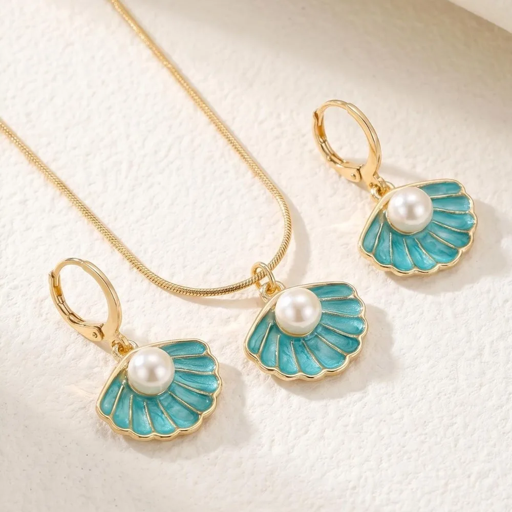 Bohemian Ocean Theme Jewelry Set Adjustable INS Starfish Necklace Fashion Lightweight Necklace Earrings Set Outfit Accessory