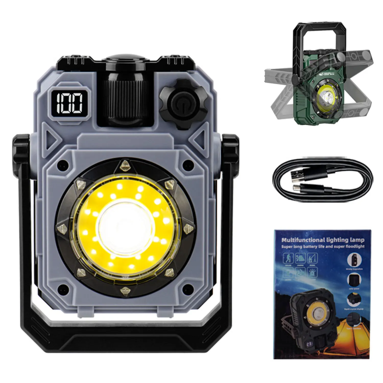 屋外 LED キャンプライト 3600Mah 充電式緊急照明防水ポータブルテントハンギングランプキャンプ釣り用