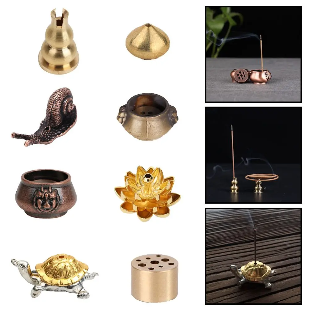 Mini Traditional Shapes Buddhism Gadgets Home Decor Incense Holder Copper Censer Joss-stick inserted Ash Catcher