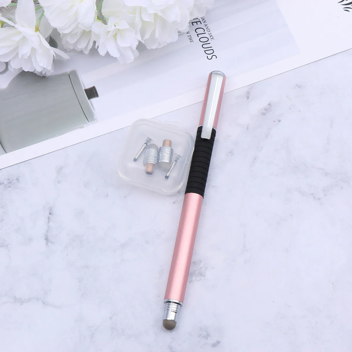 5Pcs Capacitive Stylus Pen Set Premium Metal 2-in-1 Round Silicone Disc and Microfiber Tips for Tablet Smartphone Touch Screen