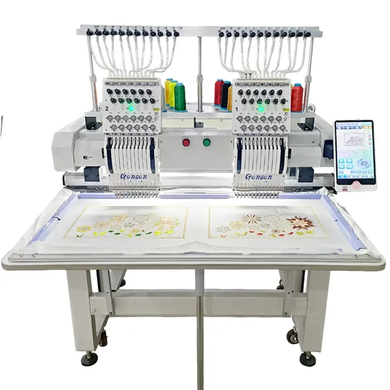 New Best Selling Industrial 2 Head Computerized Embroidery Machine for 12 15 Pin Motor High Precision Gear Household