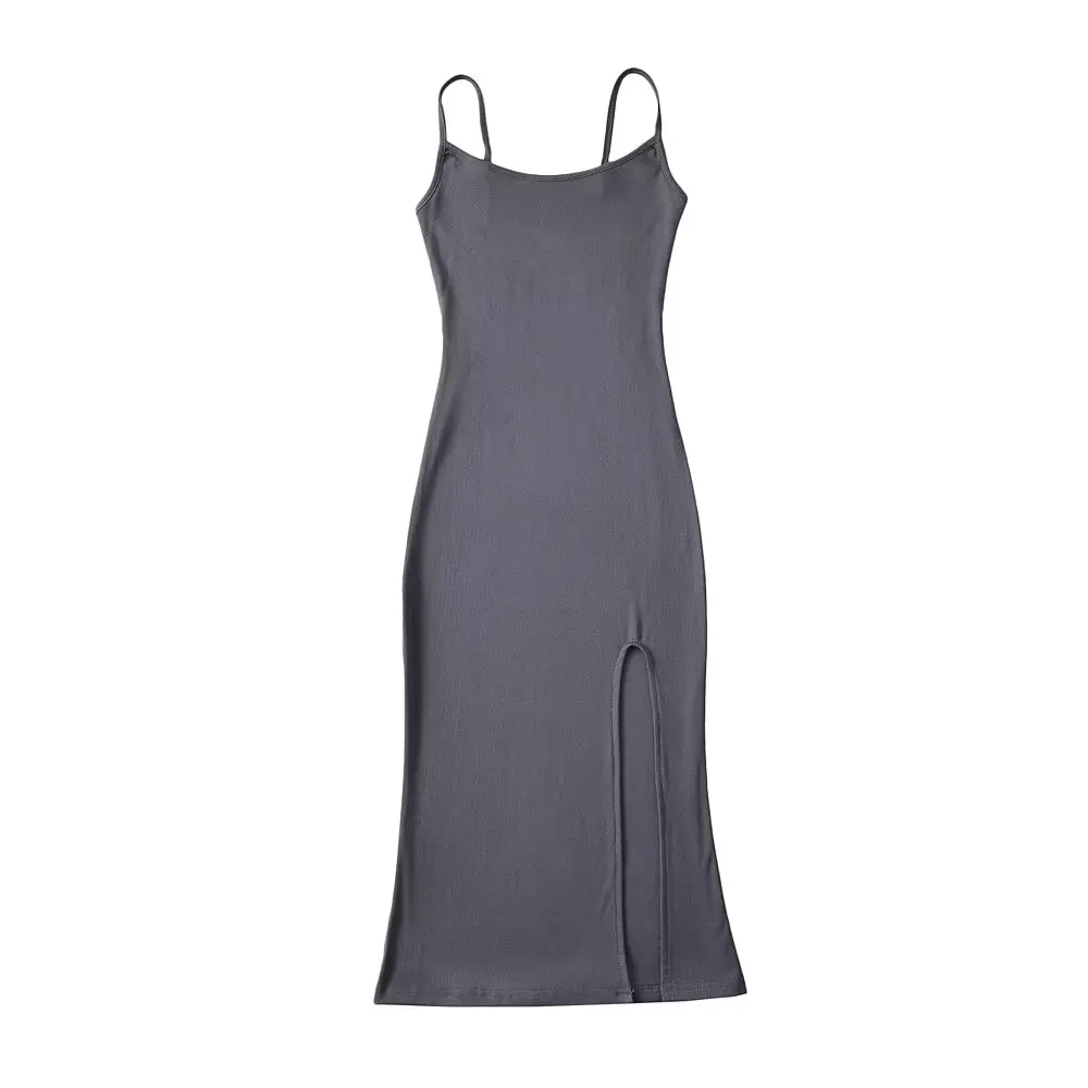 

Sexy Spicy Girl Cross Ba Strap Bared Ba Waist Slimming Split Mid-Length Bodycon Strapl Dr Pure Color Summer 2025
