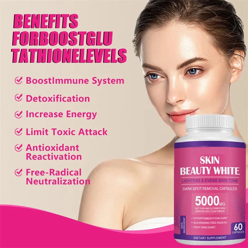 5000mg Glutathione Collagen Antioxidant Brightening Capsules, Remove Spots Wrinkle, Anti-Aging,Skin Care Quick Whitening