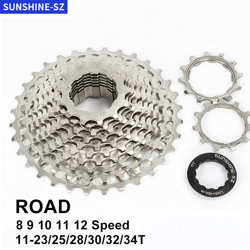 SUNSHINE Road Bike 8 9 10 11 12 Speed Velocidade 11-25T/28T/30T/32T/34T/36T Bicycle Cassette Freewheel MTB Sprocket for SHIMANO