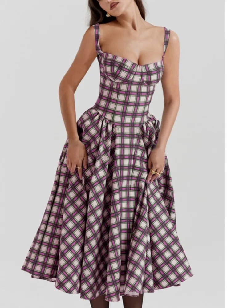 

New French Literary Retro Long Skirt Women's Elegant Style Dopamine Suspender Sleeveless Mid-waist Comfortable Casual Dresses