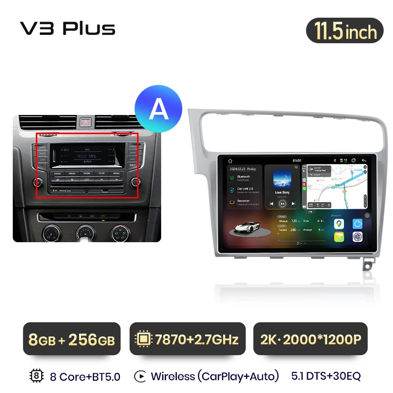 Junsun V3 Plus 2K Draadloze Carplay Android Auto Intelligente Systemen Voor Vw Volkswagen Golf 7 2013-2017 Autoradio