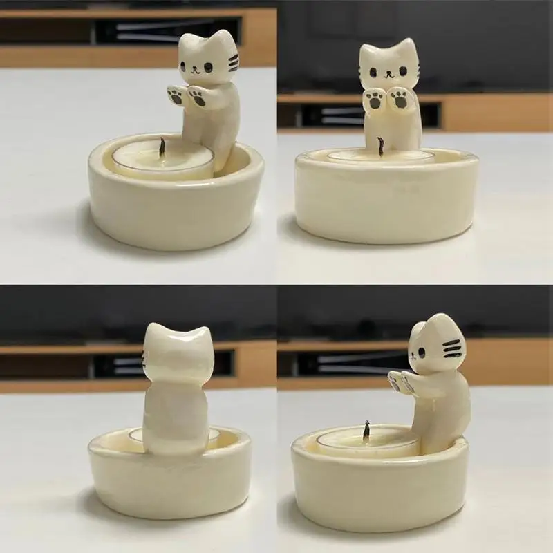 Cat Warming Paws Candle Holder Kitten Candle Holder Cute Scented Light Holder Funny Handmade Desktop Cat Candlestick Holder Gift