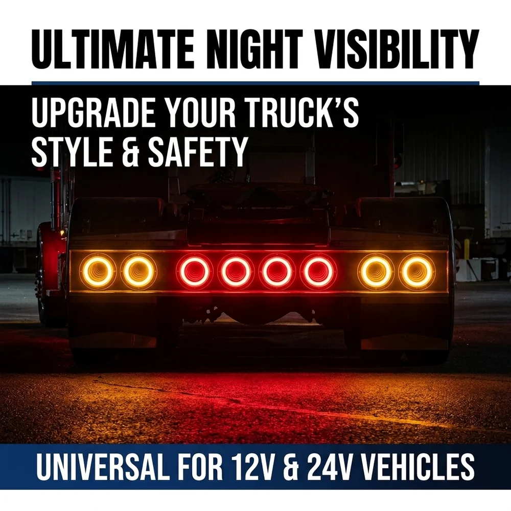 2 Stück 4 Zoll Runde LED-LKW-Rückleuchte mit 3D-Infinity-Tunnel-Effekt, 12-24V Brems-, Stopp-, Blink- und Stroboskoplampe, universell für Anhänger und LKW – Detail 6