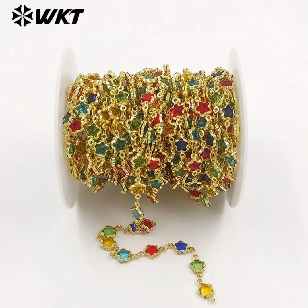 

WT-BC282 Очаровательные подвески в форме звезды с цветными хрустальными бусинами, цепочка-аксессуар длиной пять метров для изготовления ювелирных изделий