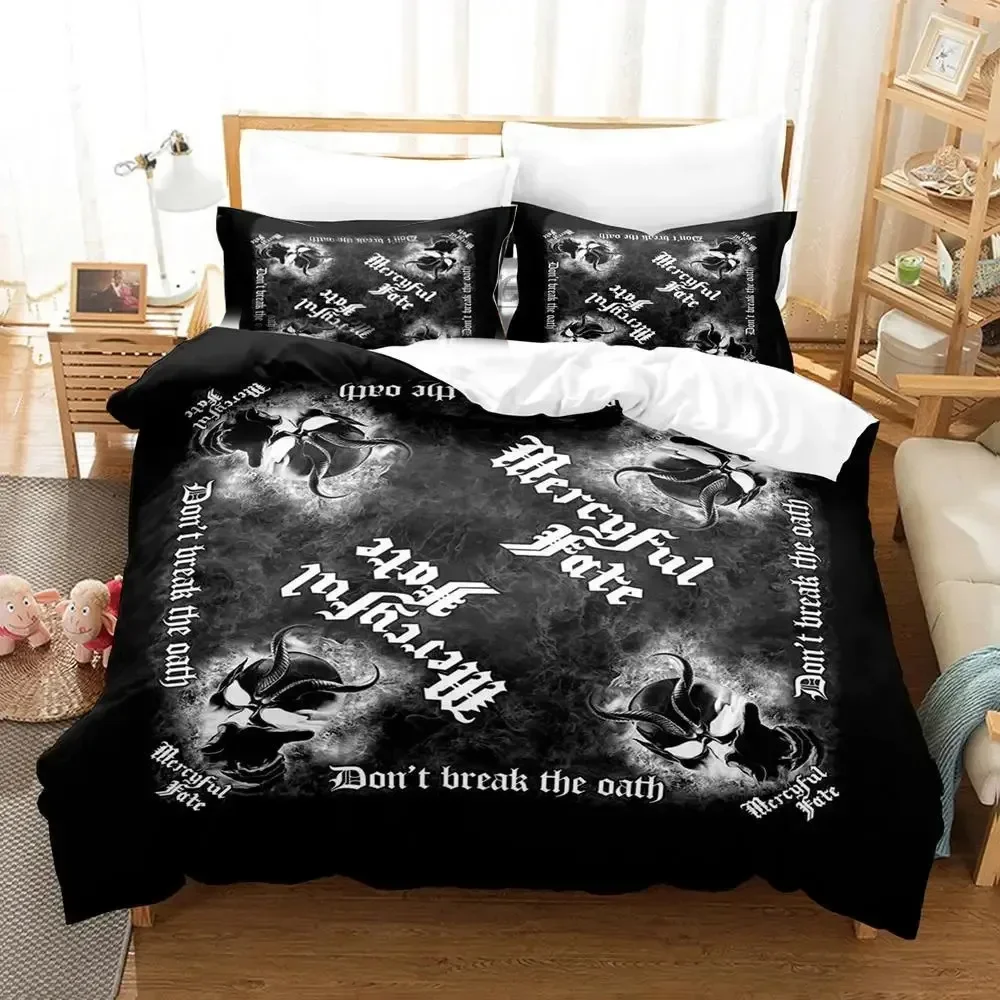 3PCS Single-sided Mercyful fate Printed Comforter Bedding Sets Comfortable Bedspreads Comforter Duvet Bedding Birthday Gift King