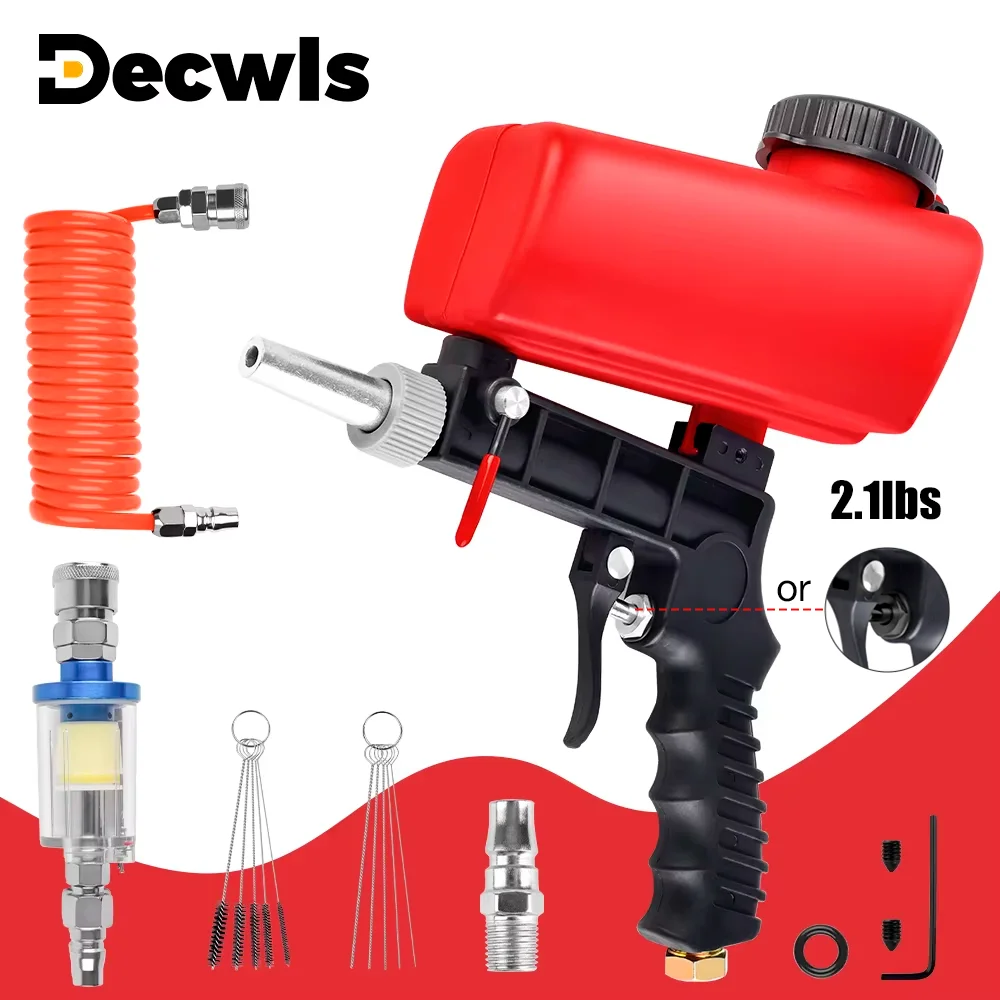 

Adjustable Sandblasting Gun 90psi Portable Home Sandblasting Machine Gravity Pneumatic Small Handheld Blasting Gun Set Air Tool