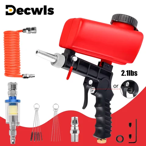 조정 가능한 샌드 블라스팅 건, 90psi 휴대용 홈 샌드 블라스팅 기계, 중력 공압 소형 핸드 헬드 샌드 블라스팅 건 세트, 공압 도구
