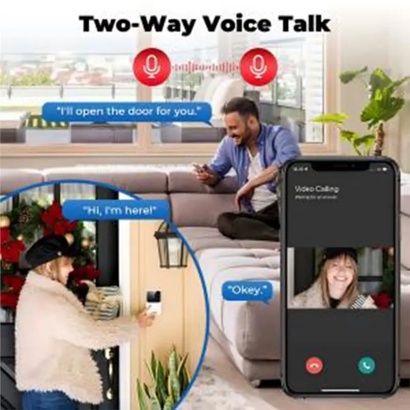 جرس باب يتضمن شاشة عرض فيديو FFYY-HD مع محادثة ثنائية الاتجاه، رؤية ليلية، سهل التركيب، استخدام طويل الأمد، خصوصية محسنة #4