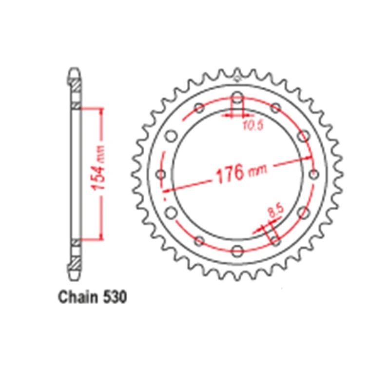 OZOEMPT 530-43T Motorcycle Rear Sprocket Apply to VFR750 F Interceptor,FL,FM,FN,FP,FR,FS,FT,FV,FW   VFR800 F1-W,X