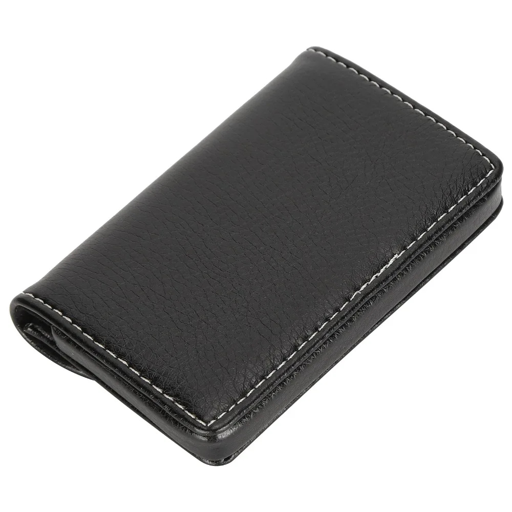 Leather Business Card Holder Magnetic Litchi Texture Card Box Invisible Closure Semi Circular Card Storage Business Present