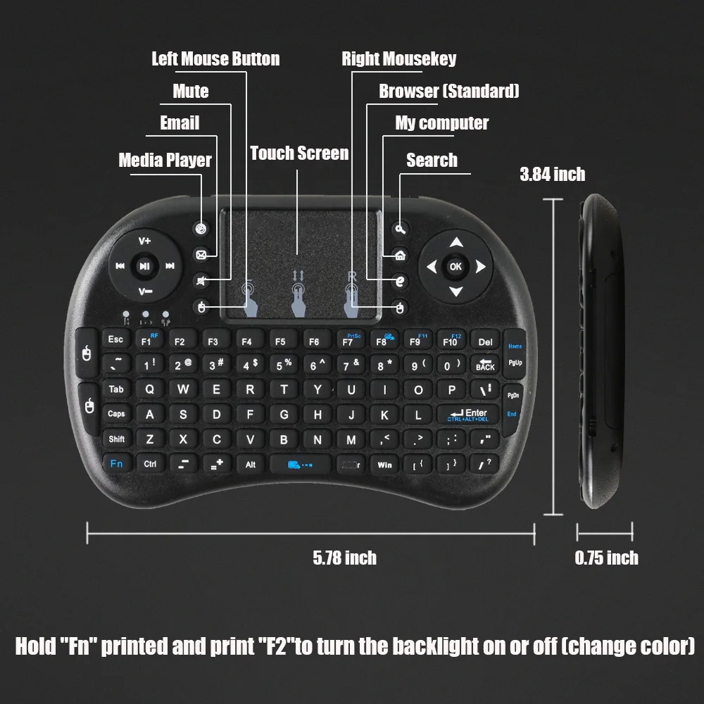 i8 Mini Wireless Keyboard 2.4G Handheld Touch Classic Black French Spanish Russian Air Mouse Game Keyboard for Android TV Box PC