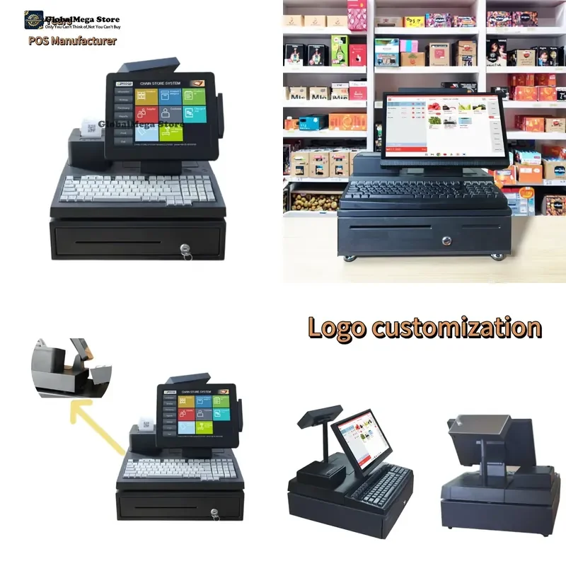 Touch POS Full Billing System POS Cash Register with Keyboard and Cash Drawer Intelliengent POS System for Supermarket