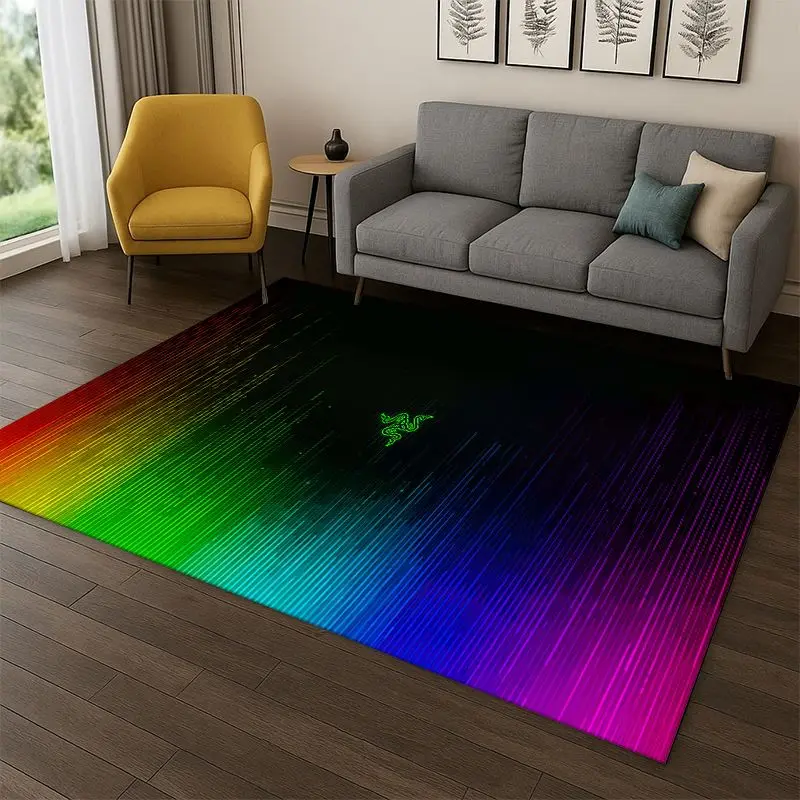 classic Razer Logo Game Snake Cartoon Carpet Rug for Bedroom Living Room Sofa Playroom Doormat Home Decor,Kid Area Rug Non-slip
