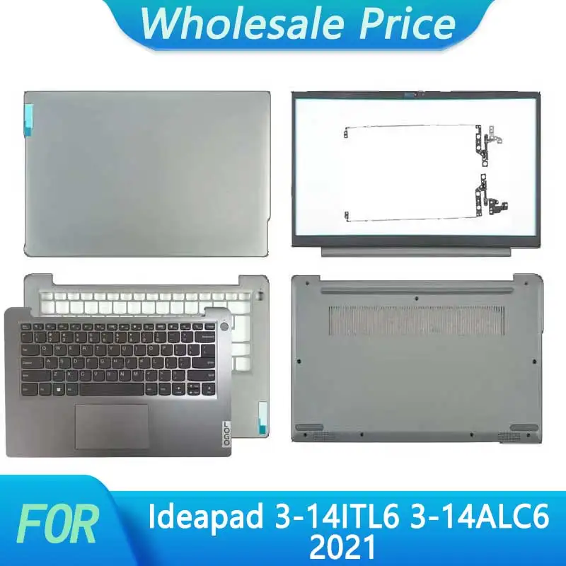 

New For Lenovo Ideapad 3-14ITL6 3-14ALC6 2021 Lcd Back Cover Front Bezel Palmrest Bottom Case Keyboard Hinges Silver