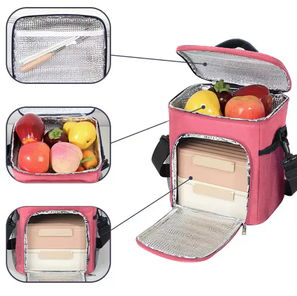 Bolsa de aislamiento de almuerzo minimalista de gran capacidad, impermeable y aislada, portátil, con cremallera, para viaje al aire libre, almacenamiento de alimentos