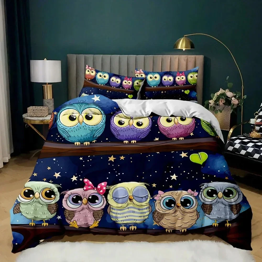 

Owl Duvet Cover Twin King Queen Size Cartoon Owl Comforter Cover Bird Animal Bedding Set boys Quilt Cover Polyester Quilt New