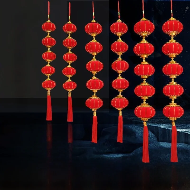 New Year Small Lantern Knot Large Red Velvet Gold Thread Lantern String Outdoor Moving Pumpkin Creative Ornaments T-Shirt