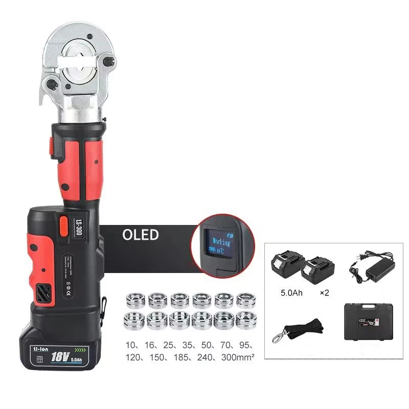 

LS-300 Electric Brushless Hydraulic Pliers 10-300mm2 Copper Aluminum Terminal Portable Crimping Pliers Mini Crimping Pliers