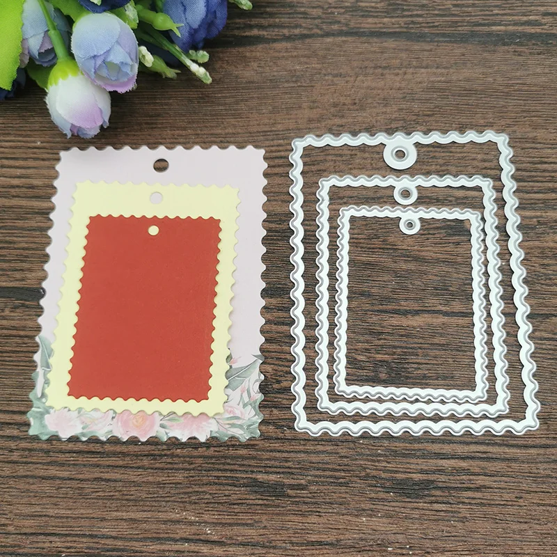 AOKEDIY 3pc label frame set Metal Cutting Dies Stencils For DIY Scrapbooking Decorative Embossing Handcraft Die Cutting Template