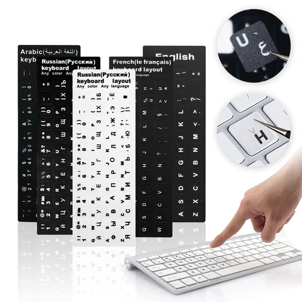 Wear-resistant Arabic Deutsch Russian Letter Spanish Keyboard Stickers Alphabet Layout
