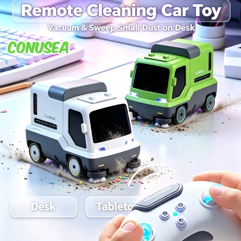 Desktop Mini RC Vacuum Cleaner Car 2.4G Remote Control Cleaning Truck Garbage Truck Toy Creative Gifts for Children Girls Boys