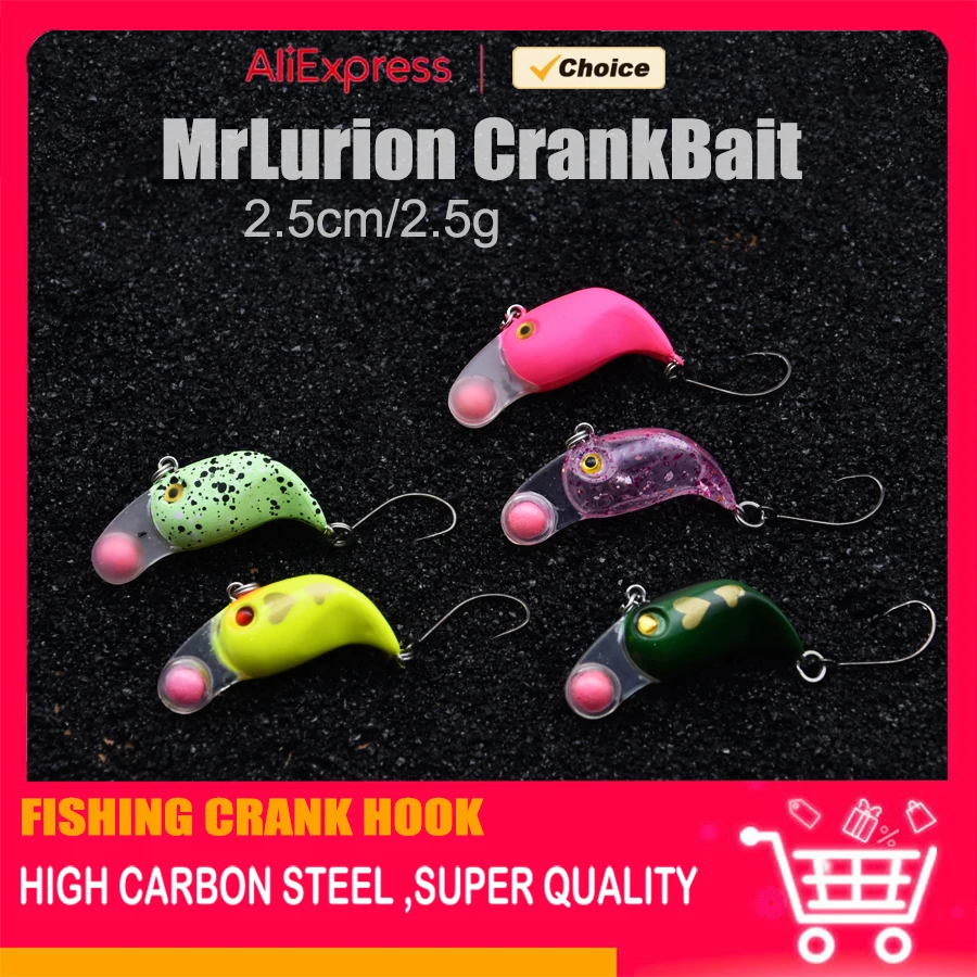 MrLurion 2.5cm 2.5g crankbaits fishing lure wobblers ,Micro Spinning Freshwater trout bass bait fishing tackle