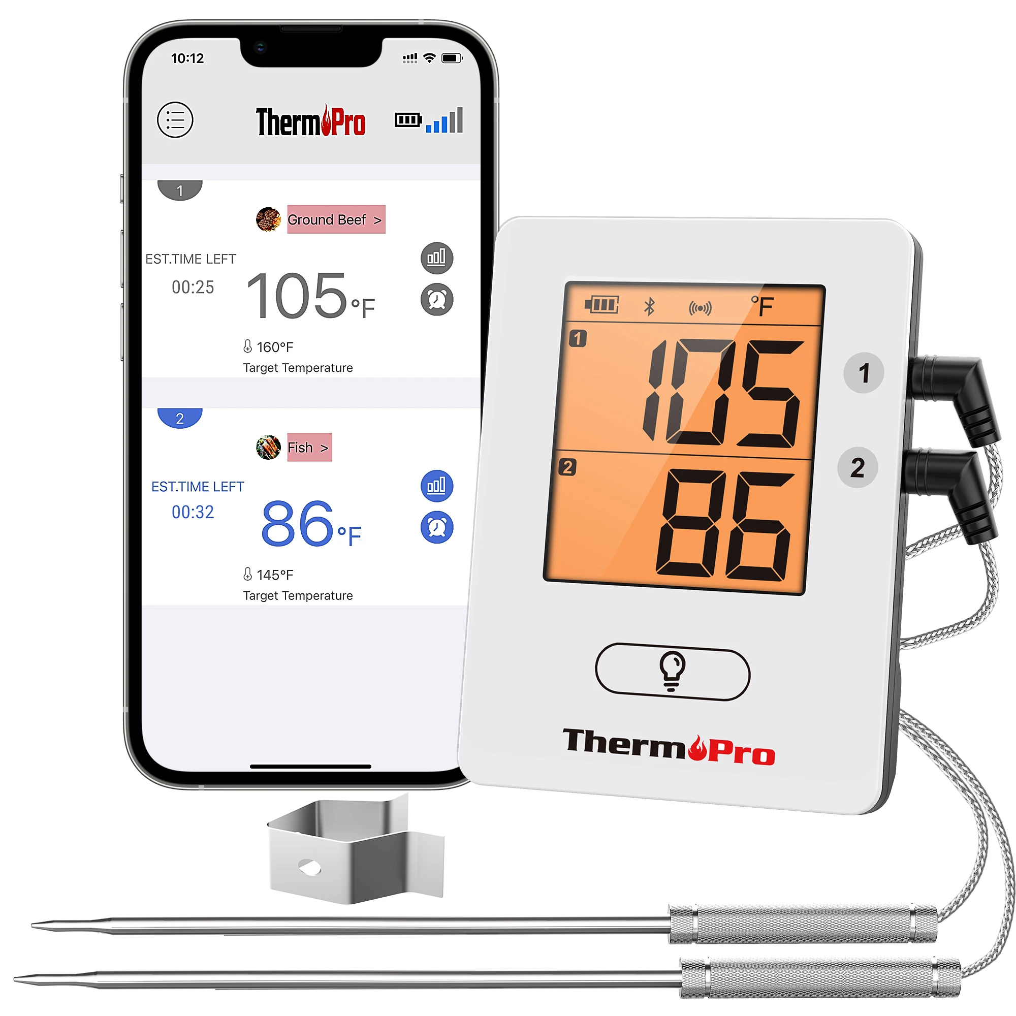 ThermoPro TP910 2 sondy 150M bezprzewodowa inteligentna Bluetooth podłączona aplikacja na telefon grill piekarnik termometr do mięs do pomiaru