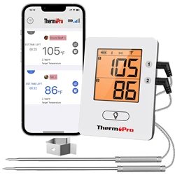 ThermoPro TP910 2 sondy 150M bezprzewodowa inteligentna Bluetooth podłączona aplikacja na telefon grill piekarnik termometr do mięs do pomiaru temperatury