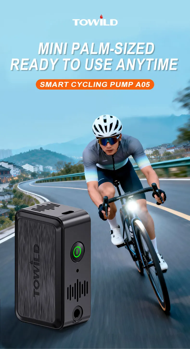 TOWILD A05 Mini Elektrische Luftpumpe 130PSI Tragbarer Fahrrad-Akku-Reifenfüller für FV/AV Ventile Presta Schrader MTB Fahrrad Mini-Pumpe – Detail 1