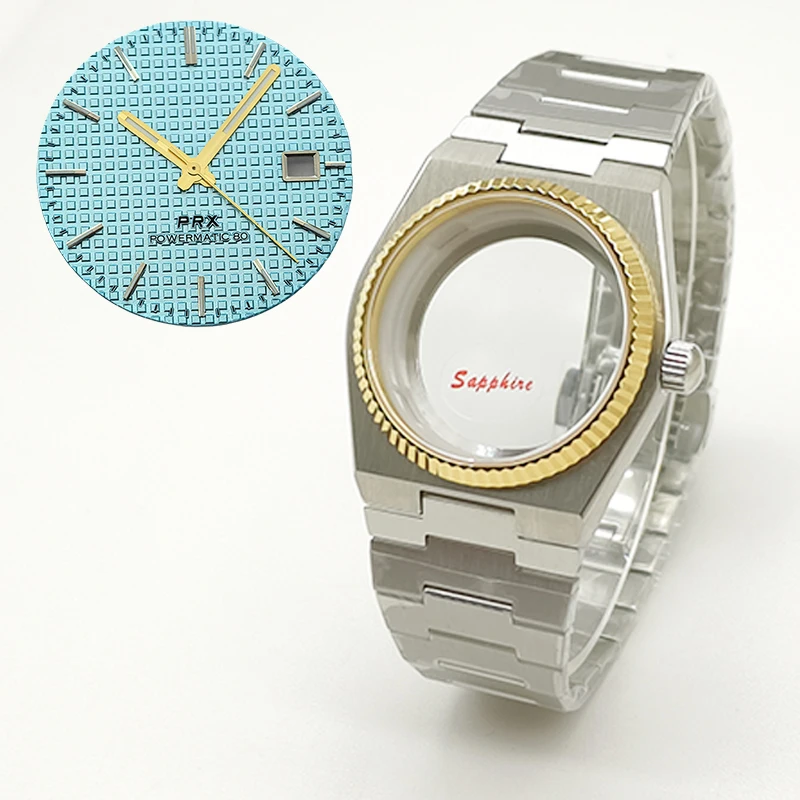 

Gold 40mm PRX Super Player Watch Gear Case Sapphire Glass For NH35 NH36 NH38 7S26 4R Movement Multi-Color Dial Hands Watch Parts